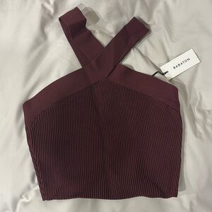 Babaton Sculpt Knit Cross Crop Top